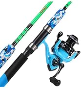 Sougayilang Spinning Reel and 2-Piece Fishing Rod Combo, Durable Graphite & Fiberglass Rod, Split...