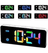 HODIK RGB Digital Loud Alarm Clock LED with 7 Colors Changing for Bedrooms Bedside Heavy Sleepers...