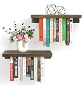 NANATI 2 Set of Floating Bookshelf with Super Load-Bear Shelf Brackets, Paulownia Wood Invisible ...