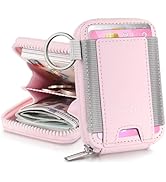 HiWe Credit Card Holder with Find My Tracker Built-in, Zipper PU Leather Card Wallet for Women & ...