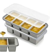 Tvmania 2-Pack Silicone Freezer Tray with Lid - 1 Cup / 4 Compartment Soup Freezer Container for ...