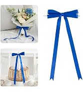 AIMUDI Royal Blue Bows 5 × 10" Satin Bows for Gift Wrapping Twist Tie Bows Premade Ribbon Bows fo...