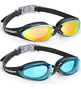 EverSport Adult Swim Goggles 2 Pack, Anti Fog Wide View Swimming Goggles for Women Men Youth No Leak