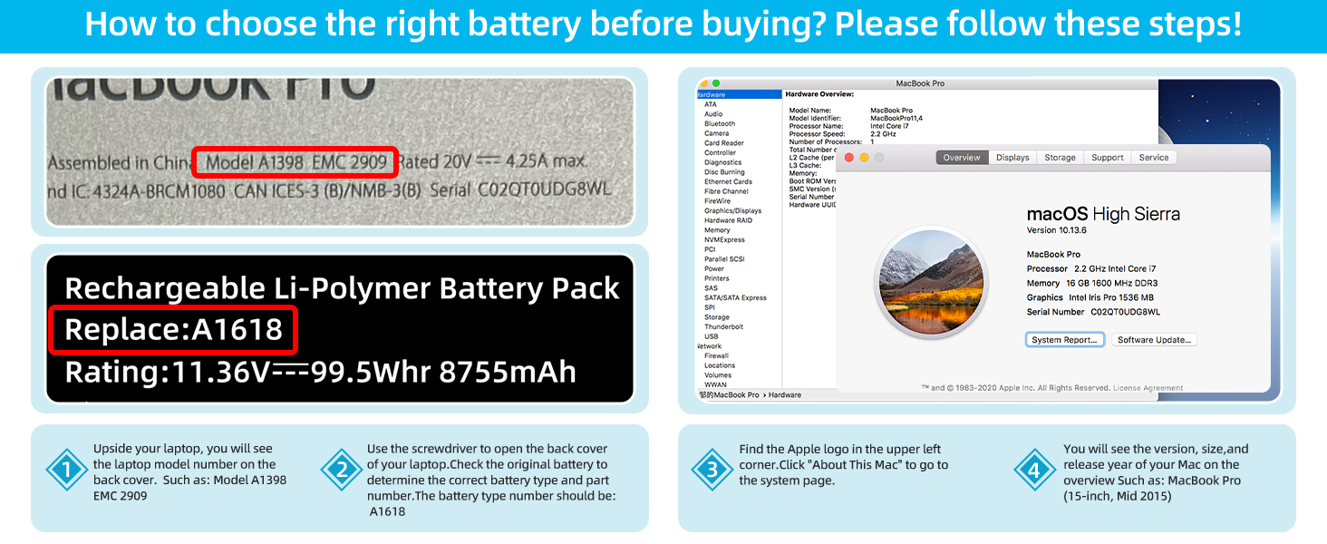 A1398 battery mid 2015