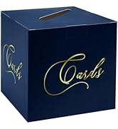 FALIZIFU Navy Blue and Gold Card Box Gift Card Box Holder Envelope Box for Wedding Birthday Baby ...