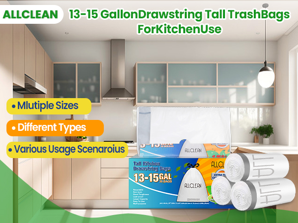 15 gallon trash bags kitchen tall drawstringn unscented trash bag 14 gallon garbage bags