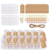 HOBBIESAY Flower Keychains Party Favors Set Keychains Organza Bag Thank You Tags and Rope Flower ...