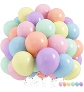 Pastel Rainbow Balloons, 60Pcs Colorful Macaron Pink Orange Yellow Green Blue Purple Balloons Bir...