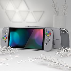 Dockable Hard Shell for Switch OLED w/Thumb Grip Caps & Button Caps