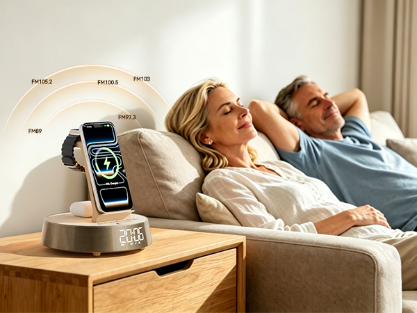 charge station with alarm clock Bluetooth speaker