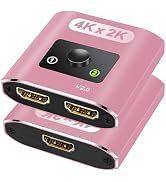 HDMI Switch Splitter 4K@60Hz, Aluminum HDMI 2.0. Bi-Directional Switch Supports 2 in 1 out or 1 i...