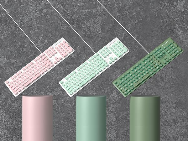 Quiet Wired Retro Typewriter Dark Green Keyboard