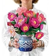 Freshcut Paper Pop Up Cards, Peony Paradise 12 inch Paper Flower Bouquet Greeting Cards with Blan...