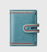 Small Wallet for Women Leather RFID Blocking Credit Card Holder with Zipper Coin Pocket Blue