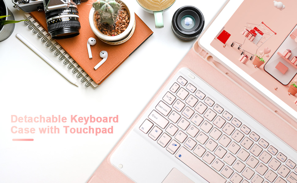 keyboard and case for ipad 7th/8th/9th generation 10.2-inch 2018/2020/2021 ipad pink keyboard set