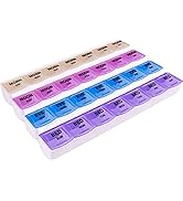 Apex 7-Day Mediplanner Pill Organizer, Weekly Pill Organizer, 4 Times A Day Color-Coded, Easy-Ope...