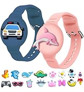 2-Pack Waterproof Airtag Bracelets for Kids – Soft Silicone Hidden GPS Tracker Wristband with Adj...