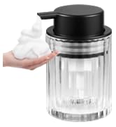 Komashr Foaming Hand Soap Dispenser, 8oz Refillable Clear Glass with Black Pump, for Liquid Soap ...