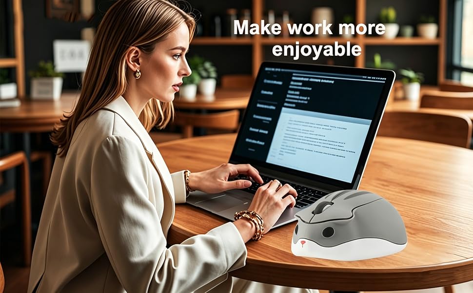 Wireless Mouse Cute Hamster Shape Silent Click Portable Men Women Adults School Office Work Gift