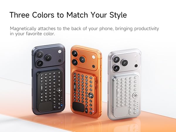 Three-color magnetic mini keyboards attached to the back of smartphones