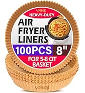 Air Fryer Liners Disposable, 100pcs Air Fryer Liners, Non-Stick Oil Resistant Air Fryer Parchment...