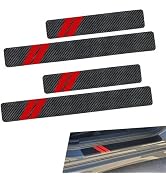 Qurbuns 4 PCS Car Door Sill Protectors, Carbon Fiber PU Leather Door Anti Kick Pad Sticker, Scrat...