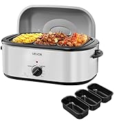 VEVOR Roaster Oven, 24QT Electric Turkey Roaster Oven, 150-450? Adjustable Temperature Electric R...