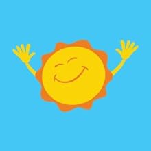 Blue Sun 1 Our History Sunny Days Entertainment Logo Smile Sun