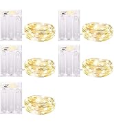 Fairy Lights Battery Operated, 5 Pack 7 FT 20 LED String Lights with Timer, Waterproof Silver Wir...