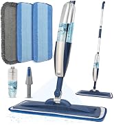 Mops for Floor Cleaning Wet Spray Mop with 14 oz Refillable Bottle and 3 Washable Microfiber Pads...