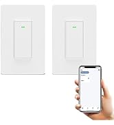 Smart Switch 3 Way Smart Alexa Light Switch Compatible with Alexa and Google Home, 2.4Ghz WiFi Li...