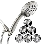 G-Promise High Pressure Shower Head 6 Spray Setting Hand Held Shower Heads with Adjustable Solid ...