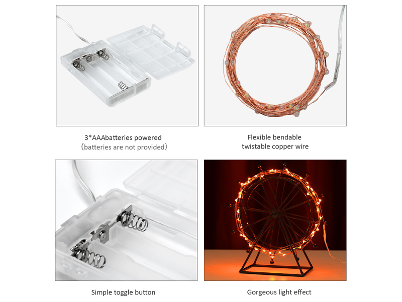 Battery Operated Copper Wire LED Fairy Lights Indoor and Outdoor Battery Operated String Lights