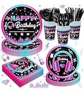 168Pcs Music Party Supplies Tableware Set Disposable Paper Plates Napkins Cups Cutlery for Music ...