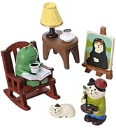 GGSTDDUP Cute Miniature Cat Frog Figurines, 6 Piece Funny Resin Frog Cat Sculpture for Shelf Desk...