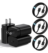 Type C Charger, 25W PD USB C Wall Charger Super Fast Charging Block 3Pack& 6ft USBC Android Phone...