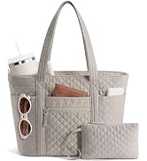 Bagstellar Quilted Tote Bag for Women, Puffer Cotton Work Laptop Tote Teacher Nurse Shoulder Purs...