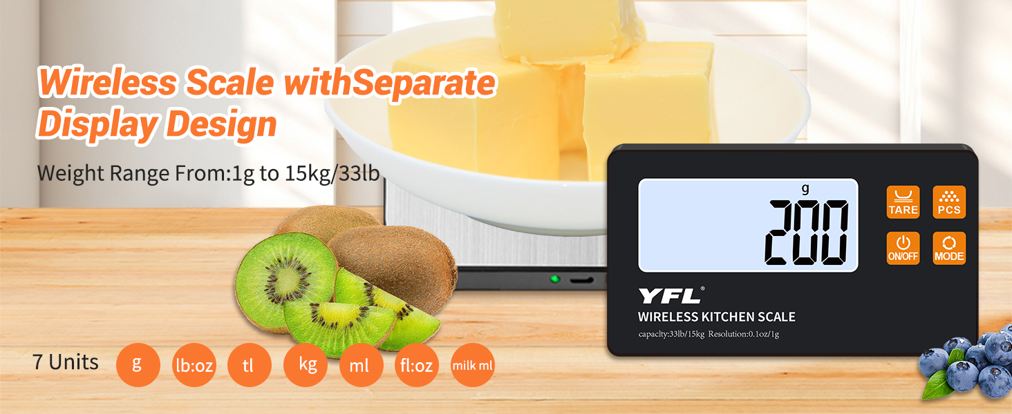 Wireless Kitchen Scale with Remote Display