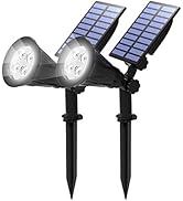 T-SUN Solar Spotlights, Waterproof Outdoor Solar Landscape Spot Lights Auto ON/Off Adjustable Sol...