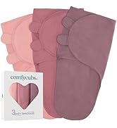 Comfy Cubs Easy Swaddle Blanket, 3 Pack - 100% Cotton Newborn Wrap, Small for 0-3 Months Infants,...