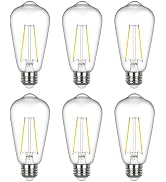 Sigalux Edison Light Bulbs 60 watt Equivalent, E26 LED Bulb Dimmable, Soft White 2700K, Clear Gla...
