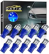 Qasim 194 Led Bulb Blue, T10 W5W 2825 158 192 168 194 Wedge 5-SMD 5050 Ultra Blue LED Light bulb ...