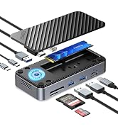 ORICO 10-in-1 USB C HUB with SSD Enclosure Built-in Cooling Fan with NVMe/SATA, HDMI 4K@60Hz,10Gb...