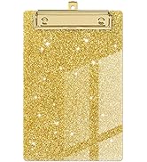 Piasoenc Acrylic Small Clipboard, Fashion Glitter Clipboard, A5 Clipboards with Low Profile Gold ...