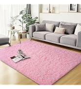 qulint Pink Area Rugs for Bedroom, 3x5 Fluffy Nursery Rug Soft Shag Rugs for Living Room, Small F...