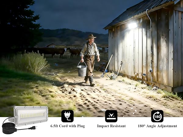 Jashugg LED Flood Light Super Bright & Plug and Play