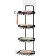MASADI 4 Tier Soap Dish Holder, Wall Mounted Soap Tray with Drainage, Shampoo Bar Caddy for Showe...