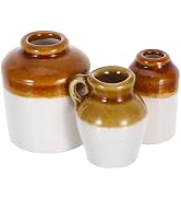 Mikikit 3pcs Cute Vintage Ceramic Mini Flower Pots for Home Office and DIY Decorations
