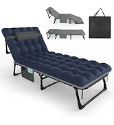 Slendor Folding Camping Cot for Adults, 5 Positions Adjustable Outdoor Cot Bed, Lounge Chair Cot,...