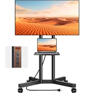 TVON Rolling TV Stand with Power Outlet for 32-75 Inch LCD LED OLED Flat Curved Screen TVs up to ...